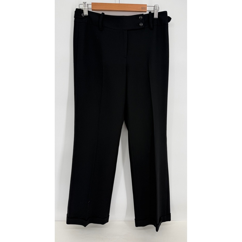 Ann Taylor LOFT Black 100% Wool Straight Leg Cuffed Dress Pants Sz 4